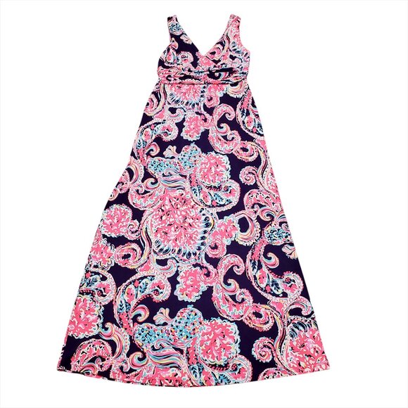 Lilly Pulitzer Women Sloane Maxi Dress L Pop Up For The Halibut Sleevele… - Picture 5 of 11